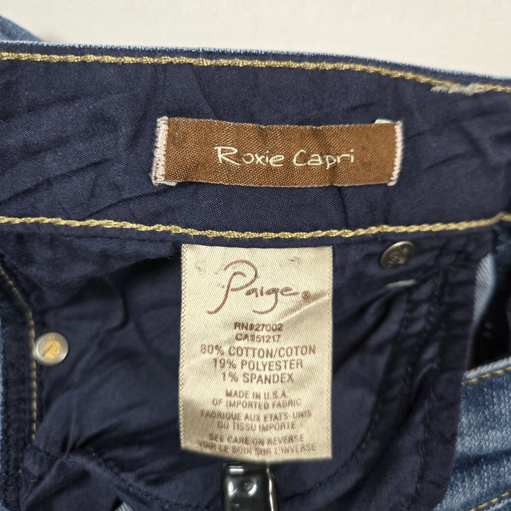 PAIGE Roxie Capri Jeans Size 29 Blue Medium Wash Made in USA EUC - Picture 9 of 15